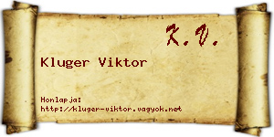 Kluger Viktor névjegykártya